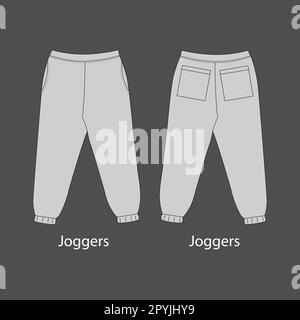 Lockere Jogginghose. Sweat Jogginghose mit elastischem Kordelzug in einem lässigen Stil. Freizeitkleidung für Herren. Jogger CAD. Stock Vektor