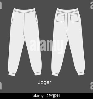 Lockeres Joggingset. Sweat Jogginghose mit elastischem Kordelzug in einem lässigen Stil. Freizeitkleidung für Damen. Jogger CAD. Stock Vektor