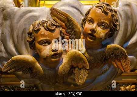 Angeles del camarín de la Mare de Déu de Bonany, Ermita de Bonany, siglo XVII Petra. Mallorca Islas Baleares. España. Stockfoto