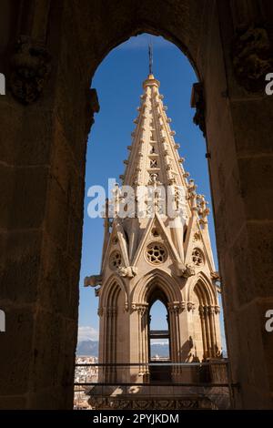 Pinaculos, Catedral de Mallorca, siglo XIII, Monumento histórico - artístico, Palma, Mallorca, Balearen, Spanien, Europa Stockfoto