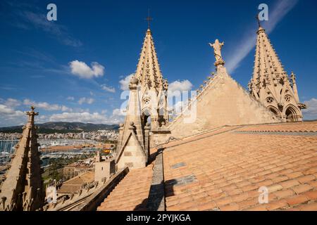 Pinaculos, Catedral de Mallorca, siglo XIII, Monumento histórico - artístico, Palma, Mallorca, Balearen, Spanien, Europa Stockfoto