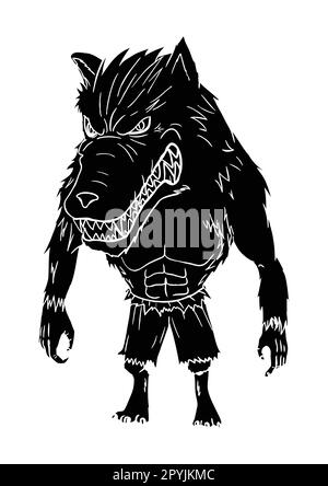 Ein Werwolf in geschnitzter Stilillustration Stock Vektor