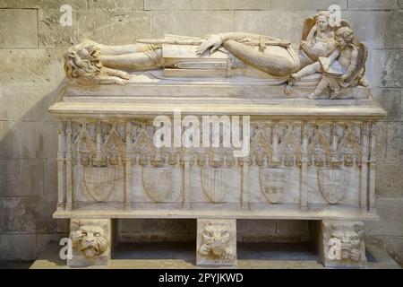 sarcofago de Jaume III, mausoleo de los reyes de Mallorca,construido en el año 1329 por el rey Jaime II, capilla de la Trinitat,Catedral de Mallorca , Stockfoto