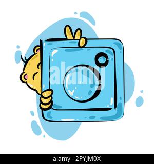 Blaue, niedliche instagram-Symbolabbildung. Perfekt für Social-Media-Symbole, Anzeigen, Posterelemente und Werbeelemente Stockfoto