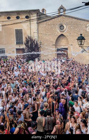 plaza de Sant Jordi, Moros y cristianos, Fiesta de La Patrona, Pollença, ,Mallorca, balearen, Spanien Stockfoto