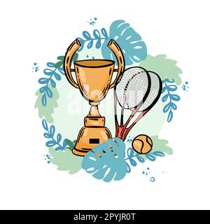 vektordarstellung von Tennisartikeln, Stock Vektor