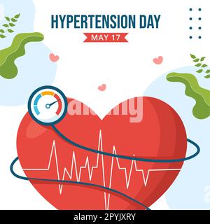 World Hypertension Day Social Media Hintergrund Illustration Handgezeichnete Cartoon-Vorlagen Stockfoto