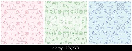 Set von Happy Labor Day Seamless Pattern Design Illustration mit verschiedenen Berufen in Template Hand Drawn Stockfoto