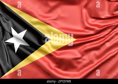 Raffled Flag of East Timor. 3D-Rendering. Isoliert Stockfoto