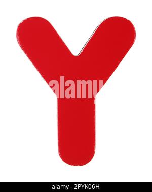 Magnetischer Y-Buchstabe auf Weiß mit Beschneidungspfad Stockfoto