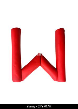 Handgefertigtes Plastikalphabet isoliert auf weißem Hintergrund. Englische bunte Buchstaben von Modelliermist Stockfoto