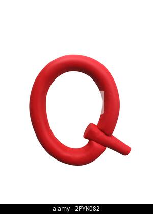 Handgefertigtes Plastikalphabet isoliert auf weißem Hintergrund. Englische bunte Buchstaben von Modelliermist Stockfoto