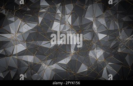 3D Rendern des polygonalen geometrischen Hintergrunds in Kohlefaser Stockfoto