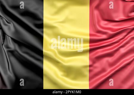 Rüschelflagge Belgiens. 3D-Rendering Stockfoto
