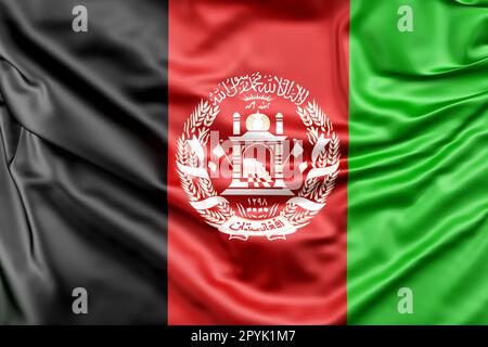 Rüschelflagge von Afghanistan. 3D Abbildung Stockfoto