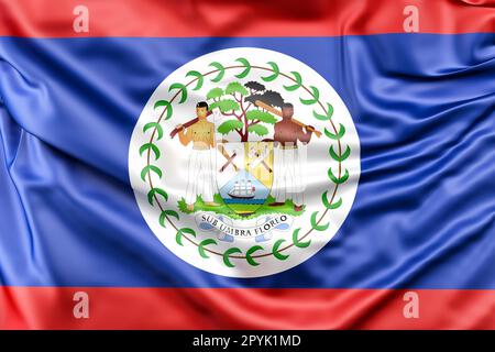 Raffled Flag von Belize. 3D-Rendering Stockfoto