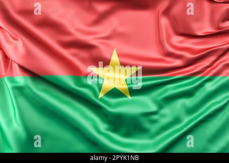 Rüschelflagge von Burkina Faso. 3D-Rendering Stockfoto