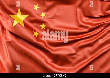 Geraffte chinesische Flagge. 3D-Rendering Stockfoto