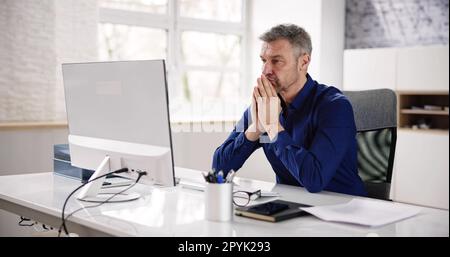 Denk Nach Man Banner. Nachdenkliches Gebetsdenken Stockfoto