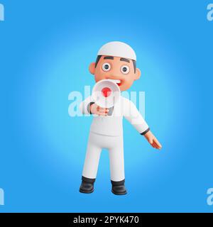 muslimische Geste mit Megafon für 3D-Darstellungen Stockfoto