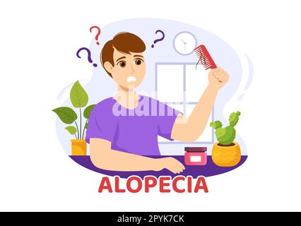 Alopezie Illustration mit Haarausfall Autoimmunerkrankung und Glatze im Gesundheitswesen flache Cartoon handgezogene Banner oder Landing-Page-Vorlagen Stockfoto