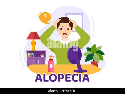 Alopezie Illustration mit Haarausfall Autoimmunerkrankung und Glatze im Gesundheitswesen flache Cartoon handgezogene Banner oder Landing-Page-Vorlagen Stockfoto