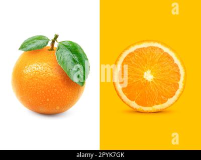 Kreatives Layout aus Orangenfrucht. Flach liegend. Lebensmittelkonzept Stockfoto