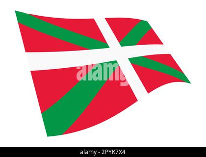 Abbildung der Waving Flag 3D für Baskenregion isoliert auf weiß mit Beschneidungspfad Stockfoto