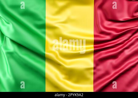 Rüschelflagge von Mali. 3D-Rendering Stockfoto
