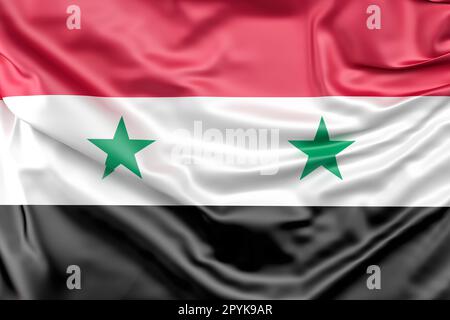 Rüschelflagge Syriens. 3D-Rendering Stockfoto