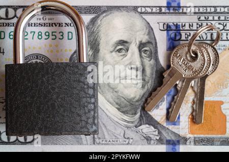 US-100-Dollar-Banknote für Designzwecke sichern Stockfoto