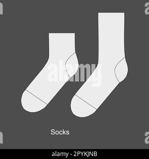 Kurze und lange Sportsockenschablone, realistische 3D-Vektordarstellung auf weißem Hintergrund. Vektordarstellung der SOCKS-Vorlage. Stock Vektor