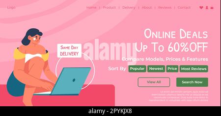 Online-Angebote bis zu 50 präsentieren, Shop-Website Stock Vektor