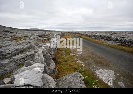 Kleine Landstraße durch den burren County clare republic of ireland Stockfoto