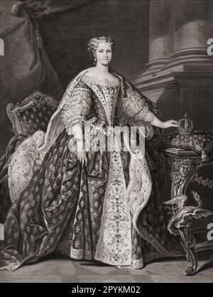 Maria Lesczinska, 1703-1768. Königin von Frankreich durch ihre Ehe mit König Ludwig XV Vollständiger Name: Maria Karolina Zofia Felicja Leszczyńska. Nach dem Gemälde von Jean Baptiste van Loo. Stockfoto