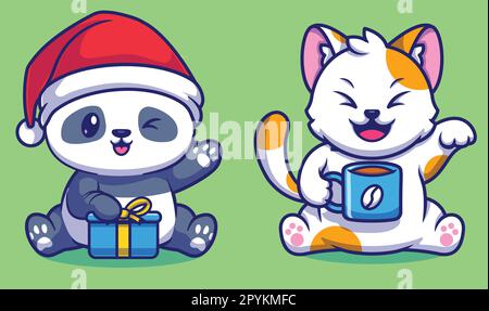 Kostenloser Vektor niedliches Katzengetränk Kaffeetasse Cartoon-Symbol. Tiergetränk-Ikone-Konzept isoliert Stock Vektor