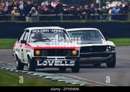 David Devine, Ford Escort RS2000, Fred Shepherd, Ford Mustang Boss 302, Gordon Spice Trophy, Finale für Limousinen der Gruppe 1, die in den Jahren 197 Rennen fuhren Stockfoto