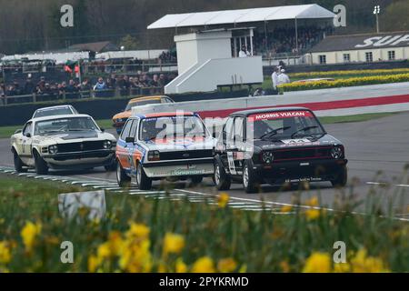 Jim Morris, Volkswagen Mk1 Golf GTi, James Dorlin, Ford Fiesta, Fred Shepherd, Ford Mustang Boss 302, Gordon Spice Trophy, Finale für Gruppe 1 Limousine ca. Stockfoto