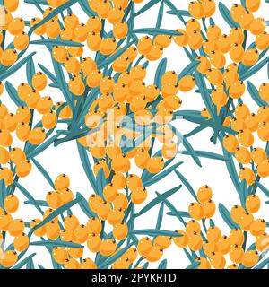 Muster mit Zweigen und Beeren von Sanddorn Stock Vektor