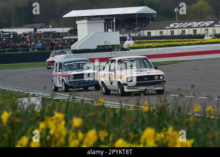 Peter Smith, Ford Escort RS2000, Mark Burnett, Mini Clubman Estate, Gordon Spice Trophy, Finale für Limousinen der Gruppe 1, die in den Jahren 1970 bis gefahren sind Stockfoto