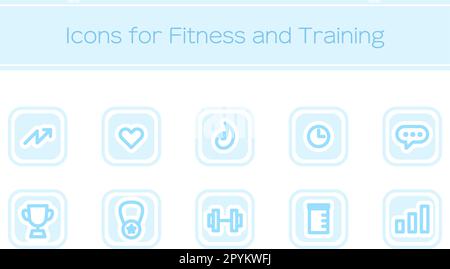 Sport-Symbol-Set für Fitness- und Trainings-Apps, Vektor-Illustration Stock Vektor