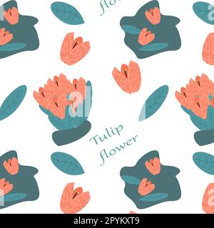 Tulpenmuster, Blumenstrauß, Inschrift Stock Vektor