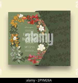 Einladungsvorlage für Hochzeiten mit Blumenmotiv Stock Vektor