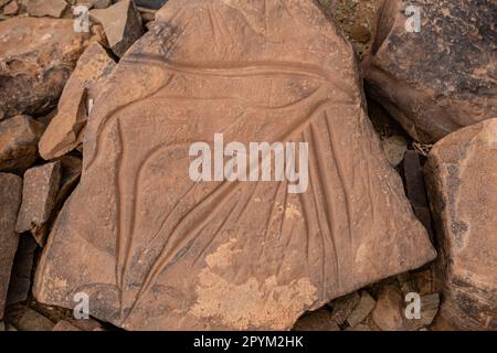 petroglyphe eines Onyx, Höhlenanlage von Ait Ouazik, spätneolithisch, Marokko, Afrika Stockfoto