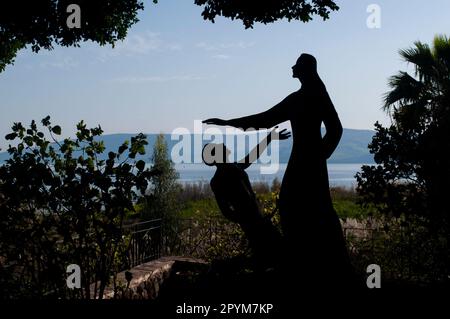 Ein wunderschönes Bild von Jesus und St. Peter in der Primat der Peter Kirche in Tabgha, Israel Stockfoto