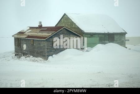 Tuktoyaktuk, Kanada. 27. April 2023. Wohnungen in Tuktoyaktuk in der Arktis. Kredit: Britta Pedersen/dpa/Alamy Live News Stockfoto