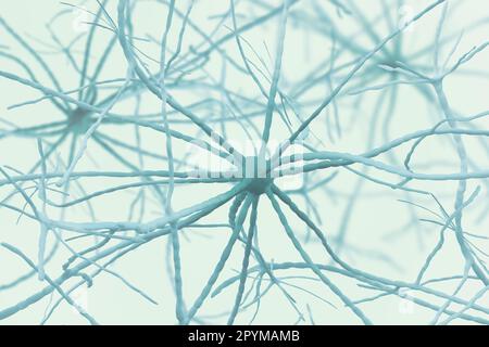 Abbildung: Neuronen 3D. Neuronale Netzwerke des menschlichen Gehirns Stockfoto