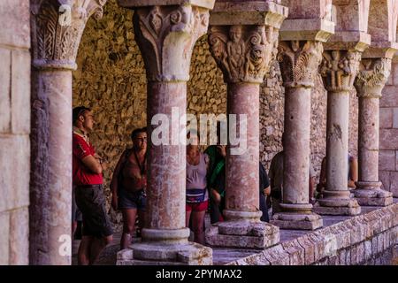 columnas y capiteles,claustro del siglo XII, monasterio benedictino de Sant Miquel de Cuixa , año 879, pirineos orientales,Francia, europa Stockfoto