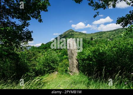 Menhir of Counozouls, Aude Valley, Roussillon, Pyrenees Orientales, Frankreich, Europa Stockfoto