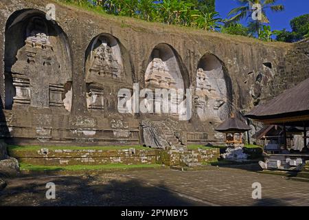 Schreine aus dem Felsen, Pura Gunung Kawi Frühlingstempel, Bali, Indonesien Stockfoto